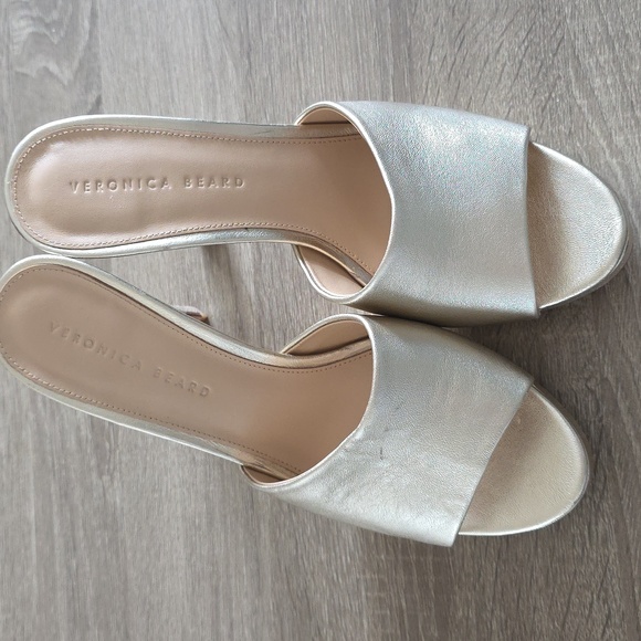 Veronica Beard Dali Platform Sandal Stiletto Heel Gold Metallic Leather 9.5 - Picture 2 of 10